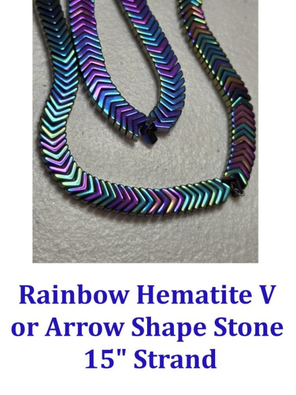 Rainbow Hematite V or Arrow Shape Stone  15" Strand  7mm